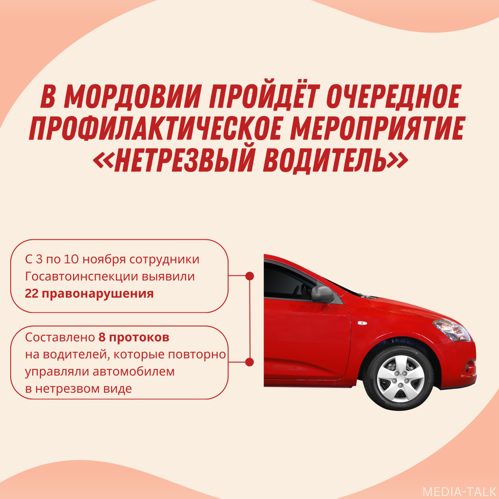В Мордовии подвели итоги профилактической акции «Нетрезвый водитель»