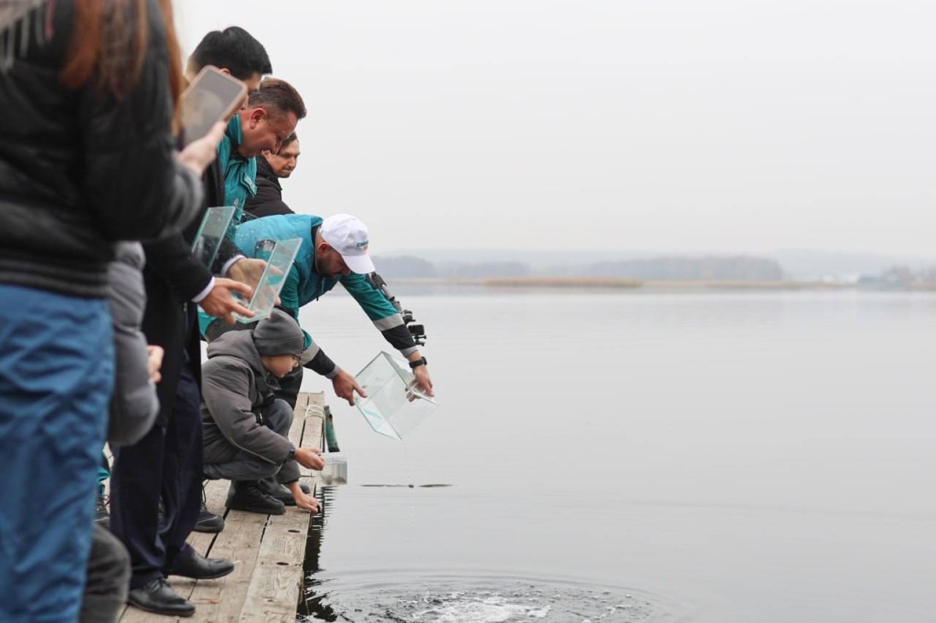 Мэр Воронежа Сергей Петрин поучаствовал в зарыблении Воронежского водохранилища